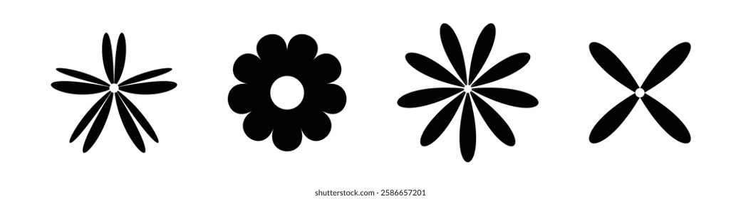 Set of daisy chamomile flower icon, flat style sweet and cute daisy flowers plant collection vector illustration.