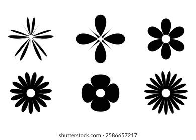 Set of daisy chamomile flower icon, flat style sweet and cute daisy flowers plant collection vector illustration.