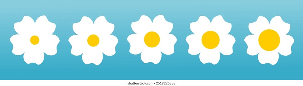 Conjunto de Daisy flores bonitinhas Adesivo, ilustração de stock de design vetorial Ícones de flores, Símbolo de design floral. Padrão de margarida, 
#3A