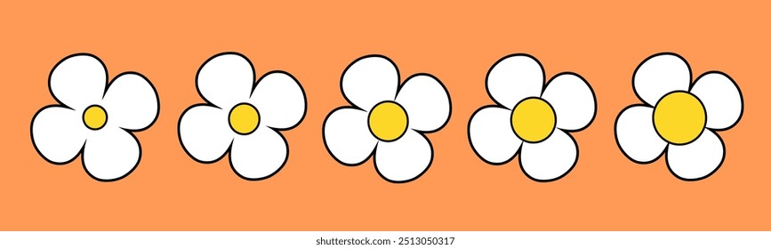Set of Daisy cute flowers, vector design stock illustration Flower icons, Symbol of floral design. Pattern of daisy, 
#1C