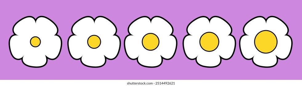 Set of Daisy cute flowers, vector design stock illustration Flower icons, Symbol of floral design. Pattern of daisy, 
