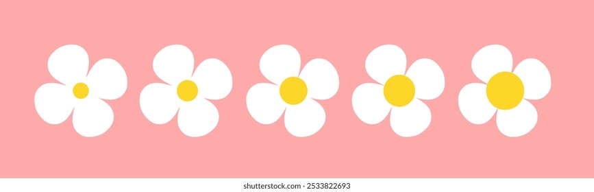 Conjunto de flores bonitinhas Daisy, ilustração de stock design vetorial Ícones de flor, Símbolo de design floral. Padrão de margarida #1A