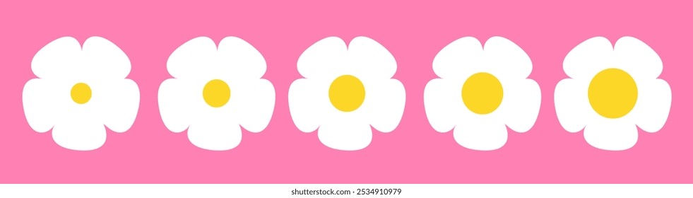 Conjunto de flores bonitinhas Daisy, ilustração de stock design vetorial Ícones de flor, Símbolo de design floral. Padrão de margarida #2A