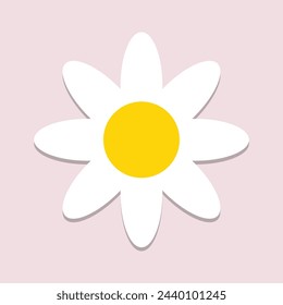 Set of daisy flower icon sign on pink  background vector illustration. Cute floral print. 123.