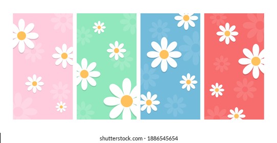 Conjunto de Ilustración de vectores de flores de margarita. Bien utilizado para fondo, fondo, historia, etc. - Vector EPS 10