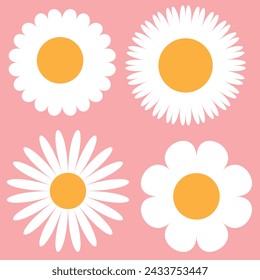 Conjunto de iconos de flores de margarita aislados en ilustración vectorial de fondo.