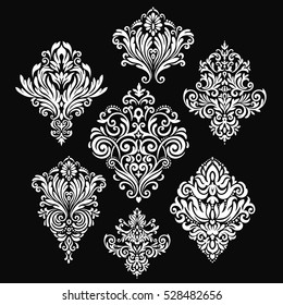 Set of damask designs for postcards and invitations