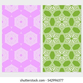 set of Damask floral seamless geometric pattern background. Luxury texture for wallpaper, invitation. Vector illustration.