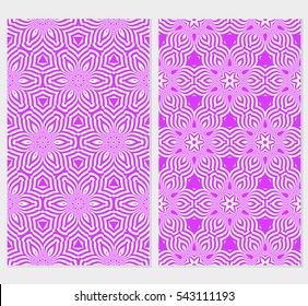 set of Damask floral seamless geometric pattern background. Luxury texture for wallpaper, invitation. Vector illustration.