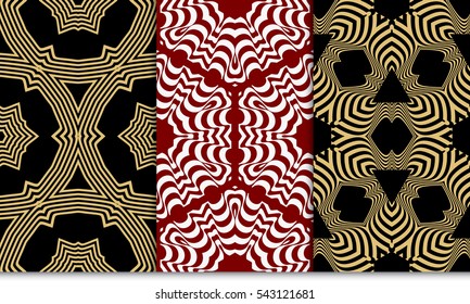 set of Damask floral seamless geometric pattern background. Luxury texture for wallpaper, invitation. Vector illustration. gold color.