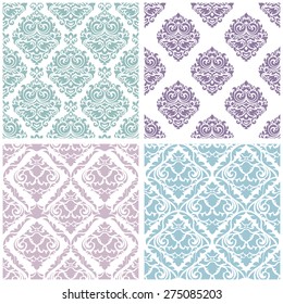  	
Set damask floral seamless pattern. Vintage background, vector illustration, Victorian ornament.