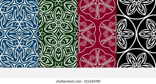set of Damask floral seamless pattern background. Luxury texture for wallpaper, invitation. Vector illustration. color