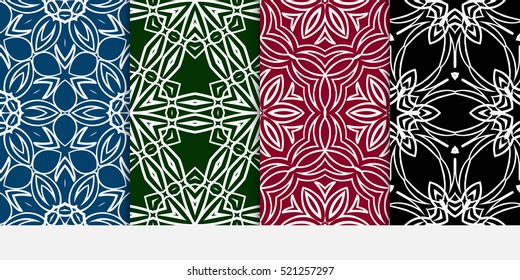 set of Damask floral seamless pattern background. Luxury texture for wallpaper, invitation. Vector illustration. color