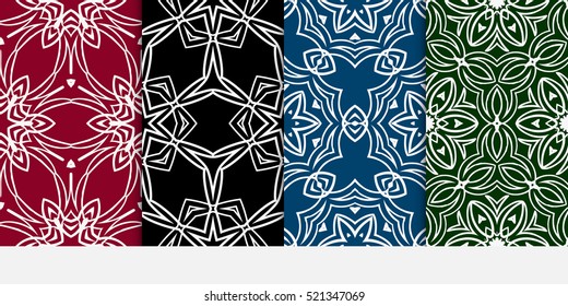 set of Damask floral seamless pattern background. Luxury texture for wallpaper, invitation. Vector illustration. color
