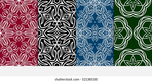 set of Damask floral seamless pattern background. Luxury texture for wallpaper, invitation. Vector illustration. color