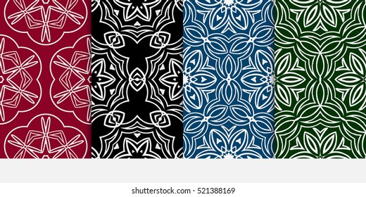 set of Damask floral seamless pattern background. Luxury texture for wallpaper, invitation. Vector illustration. color