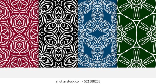 set of Damask floral seamless pattern background. Luxury texture for wallpaper, invitation. Vector illustration. color