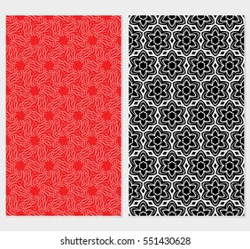 set of Damask floral seamless pattern. Luxury texture for wallpaper, invitation. Vector illustration. Black, red background
