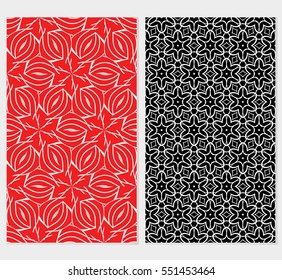 set of Damask floral seamless pattern. Luxury texture for wallpaper, invitation. Vector illustration. Black, red background