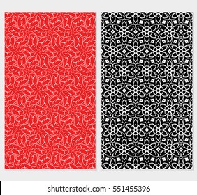set of Damask floral seamless pattern. Luxury texture for wallpaper, invitation. Vector illustration. Black, red background