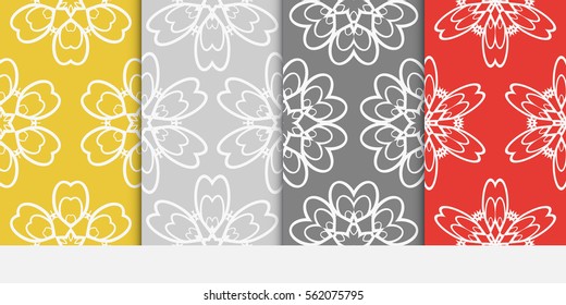 set of Damask floral seamless pattern background. Luxury texture for wallpaper, invitation. Vector illustration.