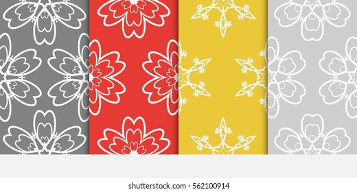 set of Damask floral seamless pattern background. Luxury texture for wallpaper, invitation. Vector illustration.