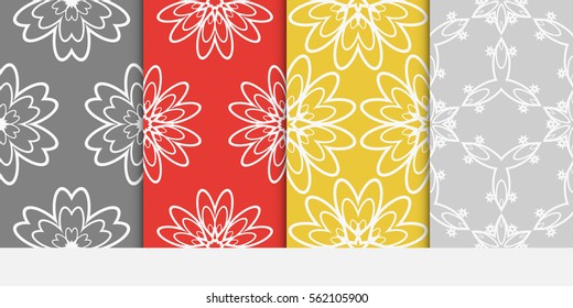 set of Damask floral seamless pattern background. Luxury texture for wallpaper, invitation. Vector illustration.