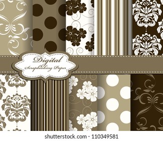 set of damask flower vector paper for scrapbook
