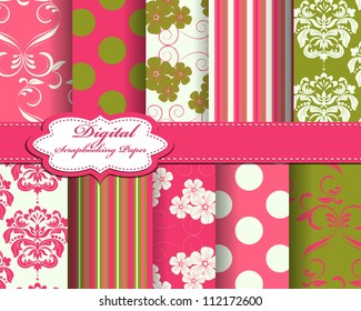 set of damask flower vector paper for scrapbook