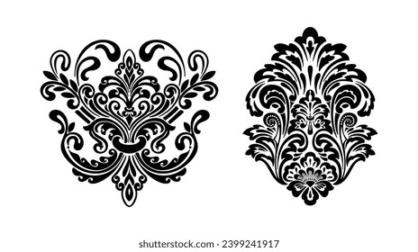 set of damask ornamental elements.