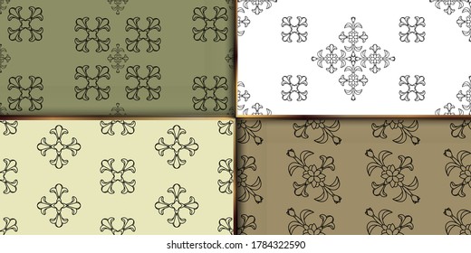 Set damask pattern. wallpaper decorative ornament texture