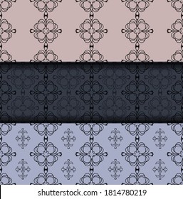 Set damask pattern. wallpaper decorative ornament texture