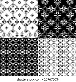 Set of Damask seamless floral pattern background