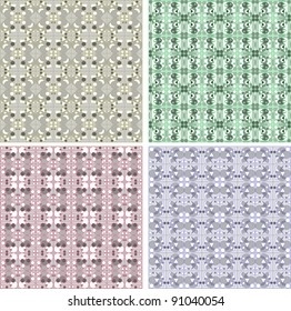 Set of Damask seamless floral pattern. Vintage vector illustration