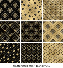 Set Damask seamless pattern for design. Vector Illustration