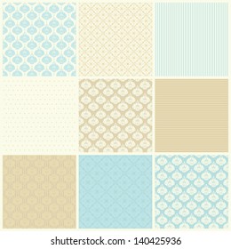 Set of damask seamless patterns digital scrapbook paper pack
