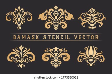 Set of Damask stencil design