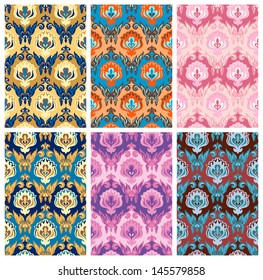 Set of damask style seamless patterns