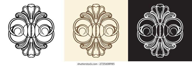 Set von Damast Stil wirbeln dekorative Design-Elemente. Vintage barocke filigrane Hochzeit Scroll Blumen Ornamente. Gravieren Retro-Muster. Vektorgrafik. Für Dekoration, Karten, Einladung