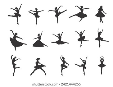 Set Dance girl ballet silhouettes