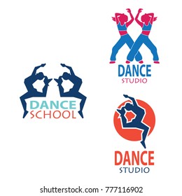 set of dance logo for dance school, dance studio. vector illustration