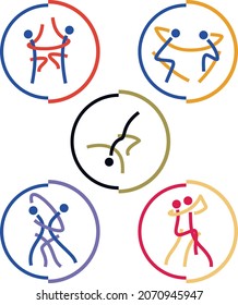 Set of dance minimalism icons pictograms