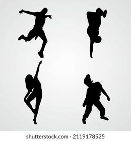 Set of dance Silhouette vector. Editable vector