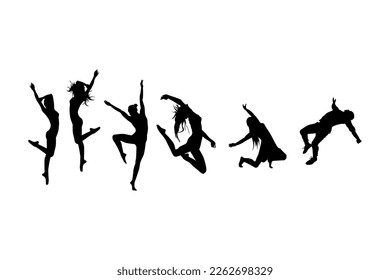 set of dancer on white color background. silhouette. illustration vector