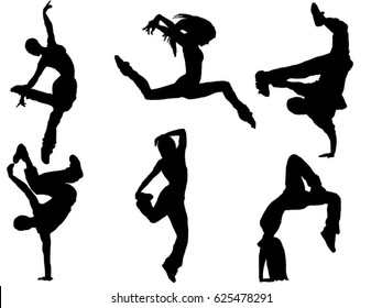 Set of dancer silhouette