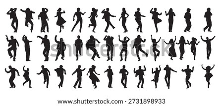 Set of dancers silhouette white background