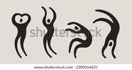 Set of dancing abstract silhouettes of people. Hand-drawn elements for decor. Vector illustration.