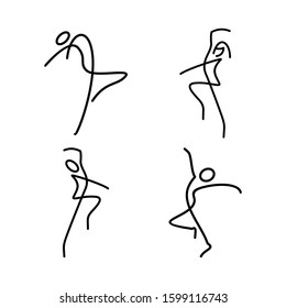 set dancing logo with illustrated line art vector template