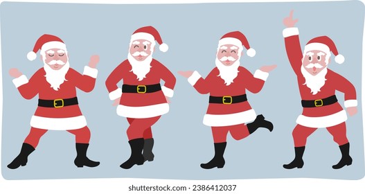 Set of dancing Santa Claus