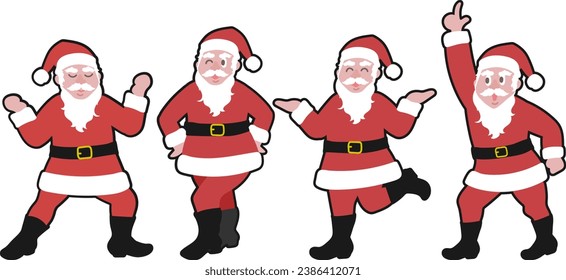 Set of dancing Santa Claus